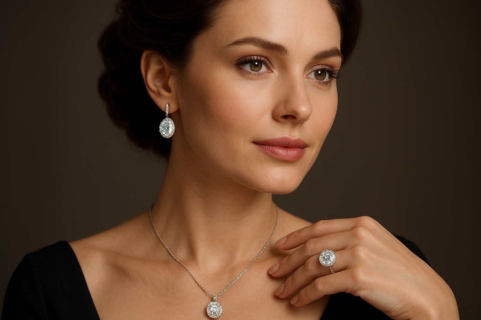Moissanite takı takan kadın